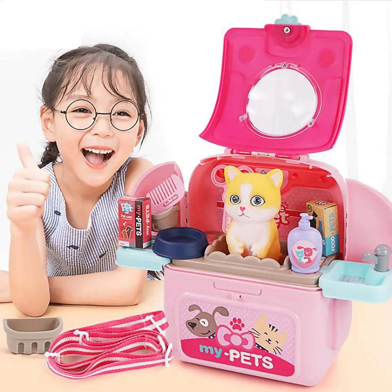 Pet Grooming Playset™ - Backpack full of Fun - Animal Care Set for Kids