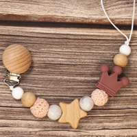 Thumbnail for Baby Pacifier Holder – With Name – Personalized Wooden & Silicone Beads