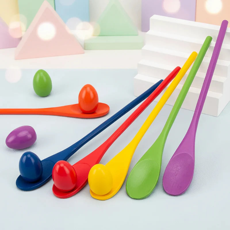 Wooden Egg Spoon Game – Motor Skills & Learning – Egg Race Balance Game