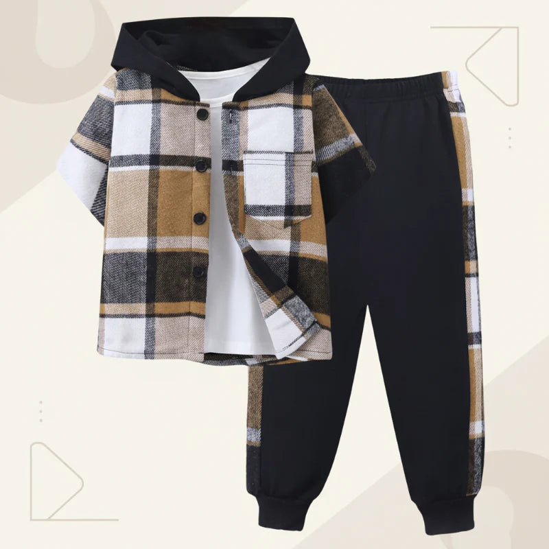 Boys' Checkered Outfit – Trendy and Comfortable – Checkered Kids' Clothing Set