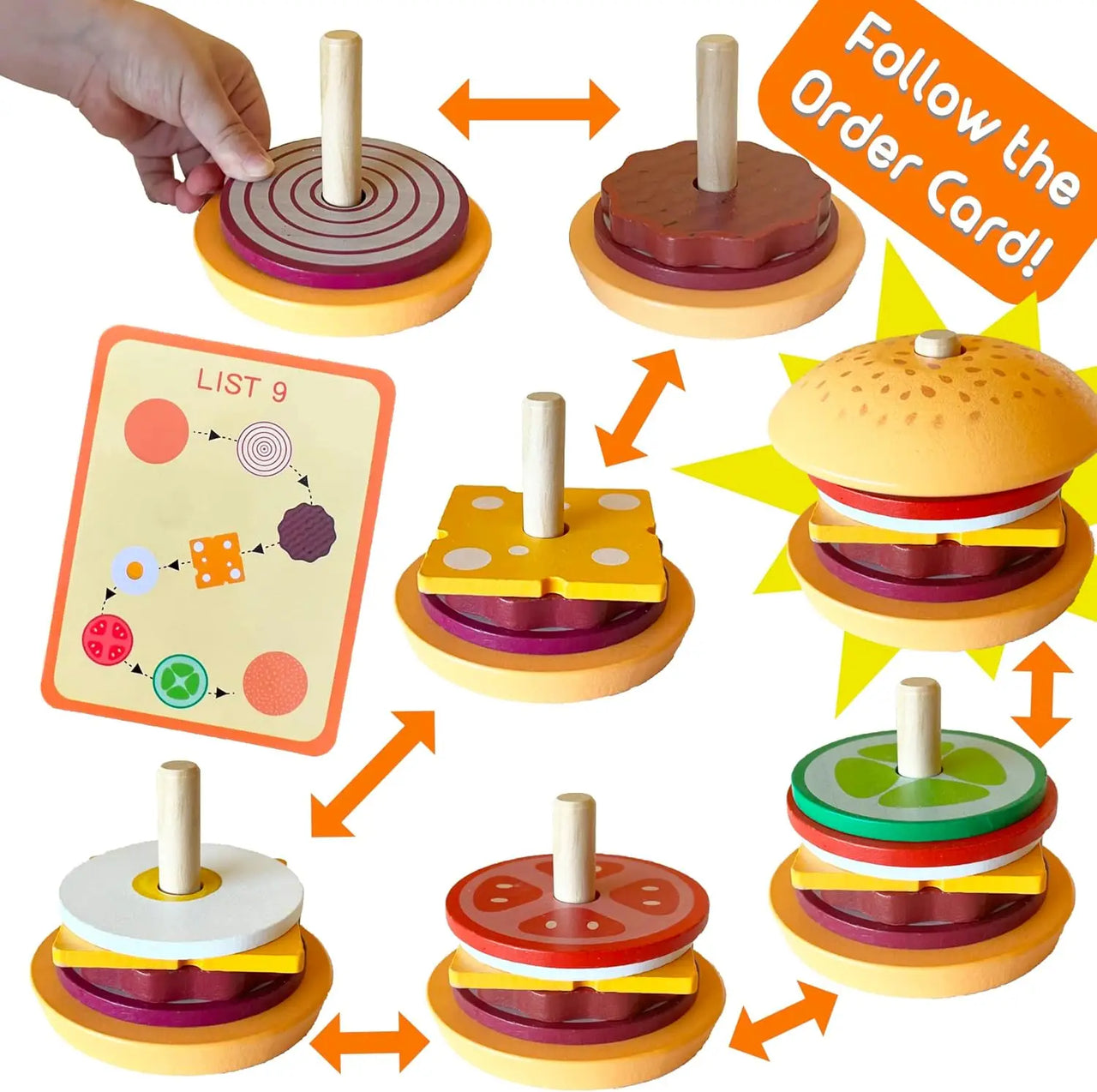 Woods™ - Tasty Stacking - Sandwich Construction Toys