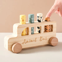 Thumbnail for PressBus – Montessori & Educational – Wooden Press Play Bus