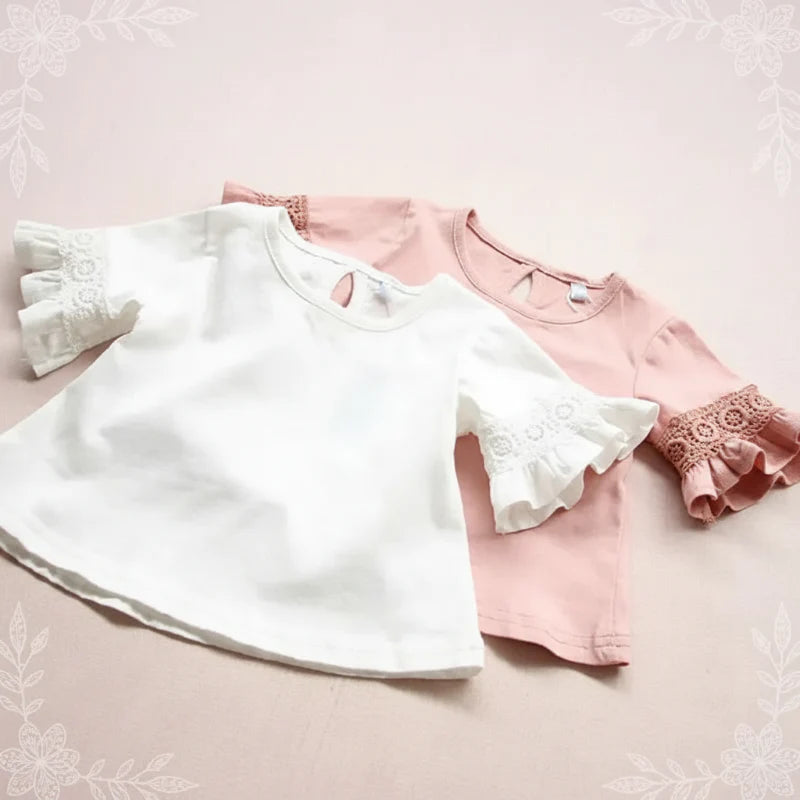 Girls Trumpet Sleeve Top – Elegance & Comfort – Lace Sleeves