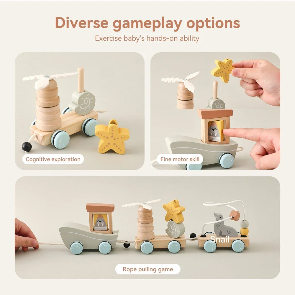 HappyTrain – Montessori & Fun – Wooden Train Set