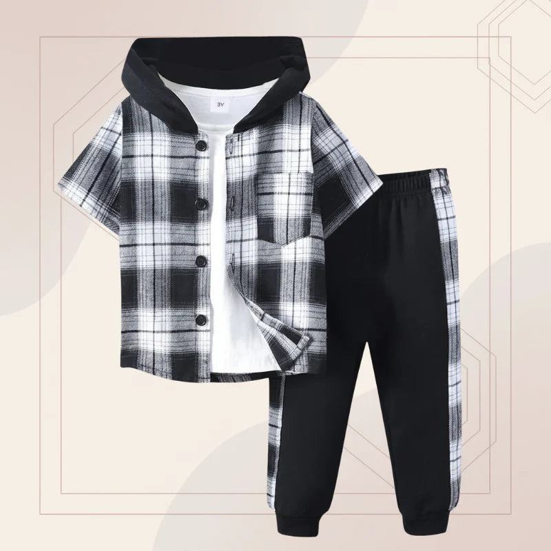 Boys' Checkered Outfit – Trendy and Comfortable – Checkered Kids' Clothing Set