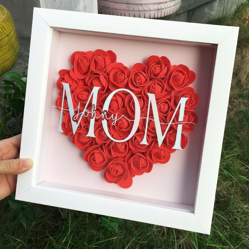 Personalized Rose Shadow Box – Unique Mother's Day Gift – Personalized Rose Shadow Box