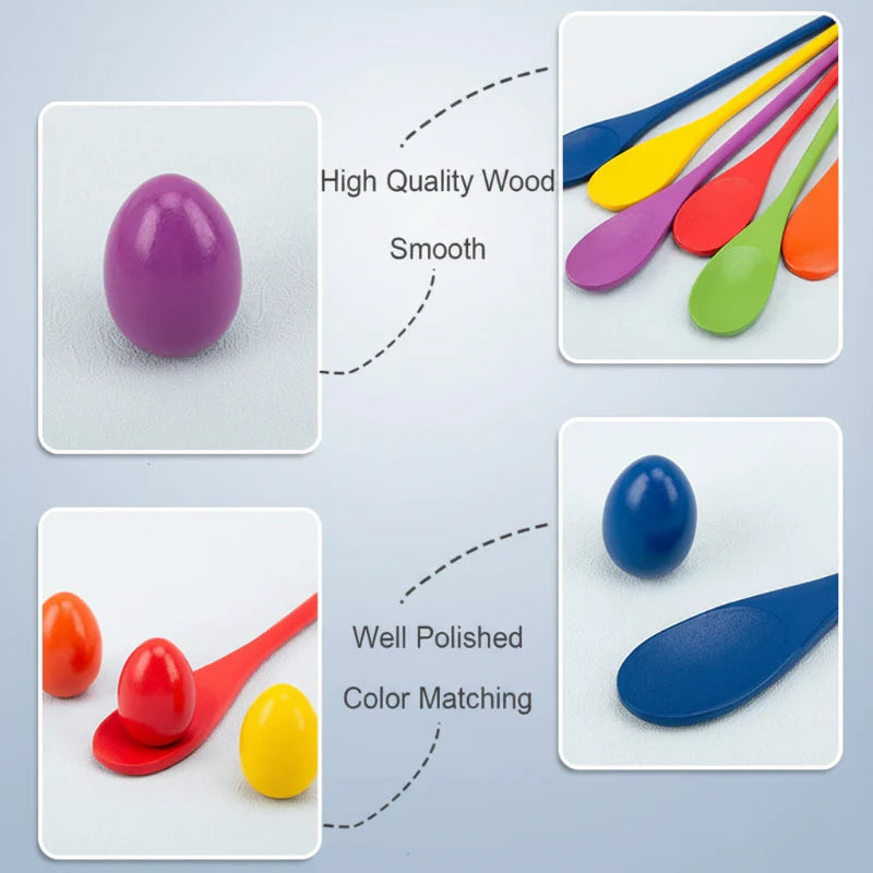 Wooden Egg Spoon Game – Motor Skills & Learning – Egg Race Balance Game