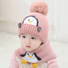 Mini Fashion™ - Cute Penguin Design - Kids Hat & Scarf