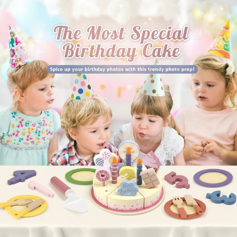 Wooden Cake Cutting Toy – Creative & Role-Playing – Wooden Birthday Cake