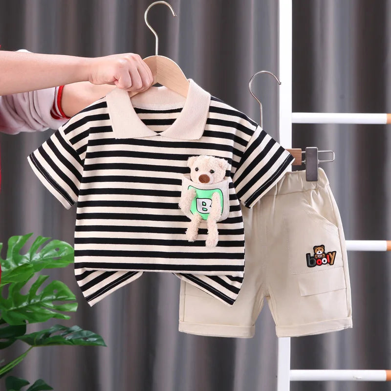 Mini Fashion™ - Stripes Suit - Cotton Dress Set