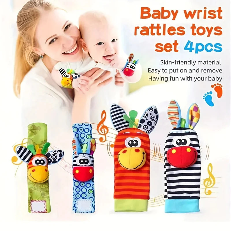 Wrist Rascal Toy Wrist Rattle and Socks – Motor Skills & Play – Baby Rattles (Set of 4 ...