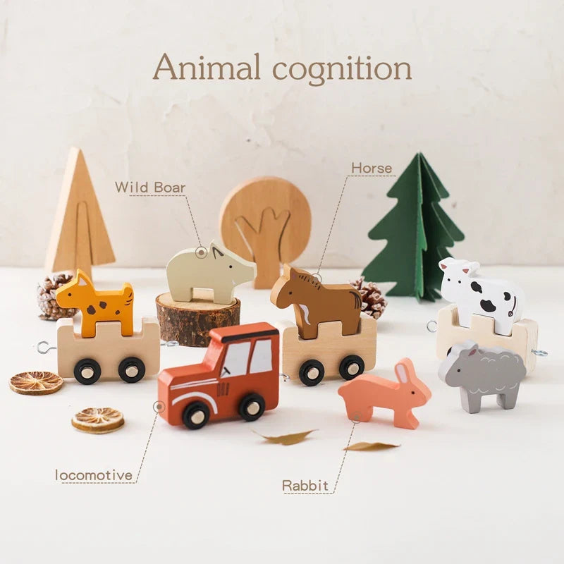 Woods™ - Farm Fun on Rails - Wooden Animal Train