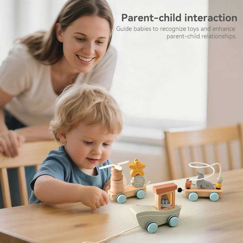 HappyTrain – Montessori & Fun – Wooden Train Set