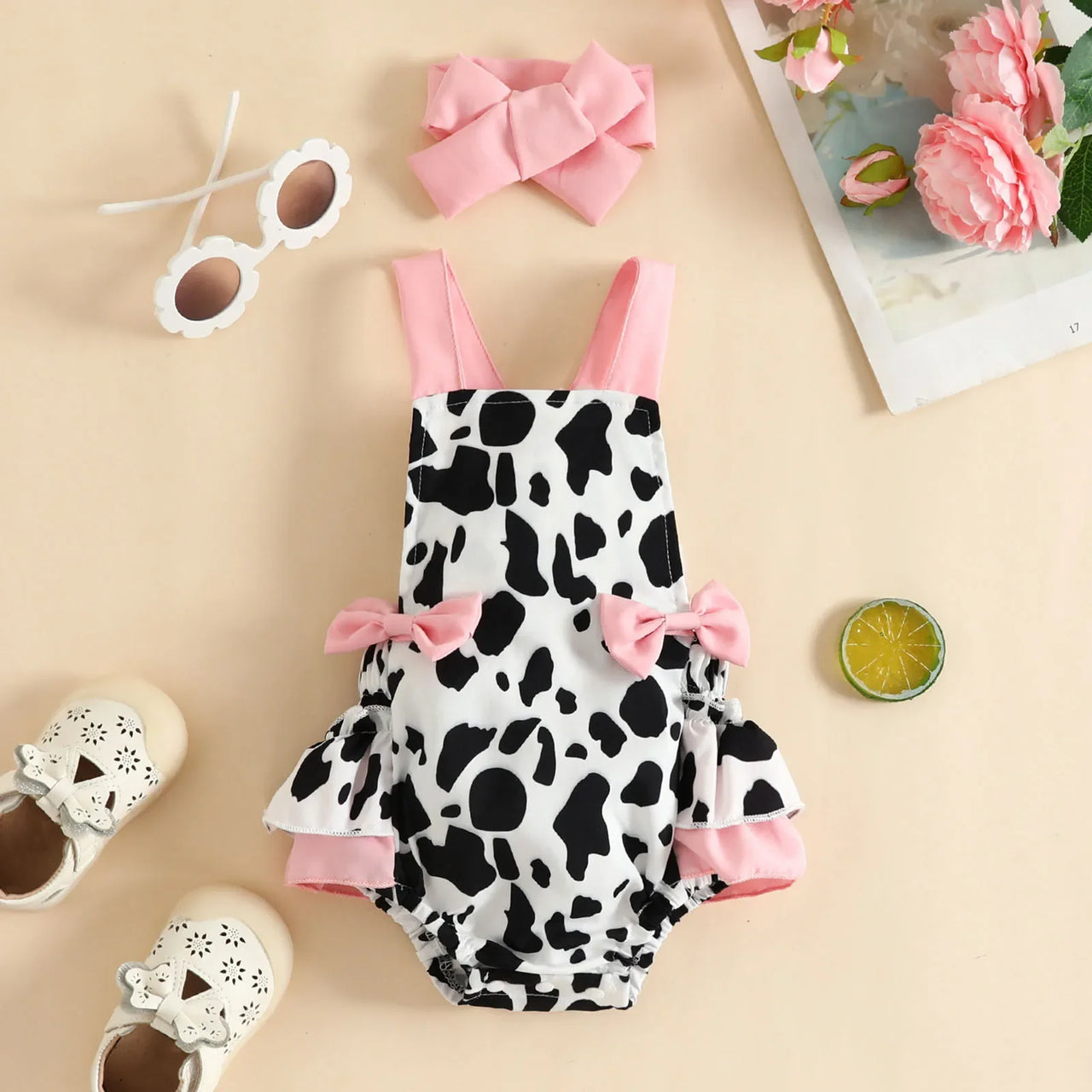 Mini Fashion™ - Cow or Strawberry - Girls Romper