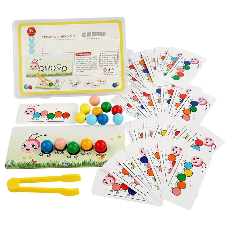 Wooden Clip Beads™ – Colorful Moving Fun with Caterpillar – Color & Motor Skills Toys