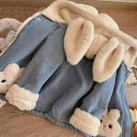 Thumbnail for Girls Bunny Denim Coat – Warm & Comfort – Children's Jacket