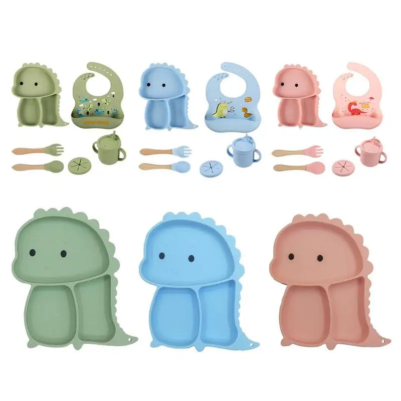 Dino Tablewear Set™ - 7-piece set - Silicone Children's Tableware