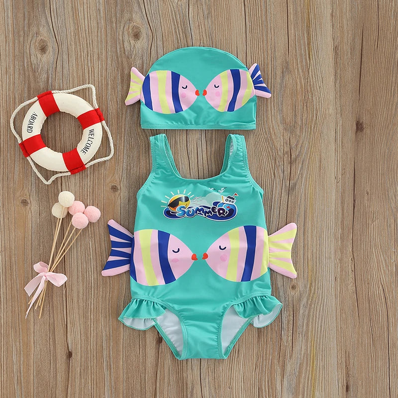 Mini Fashion™ - Fun Fish Print - Girls Swimsuit