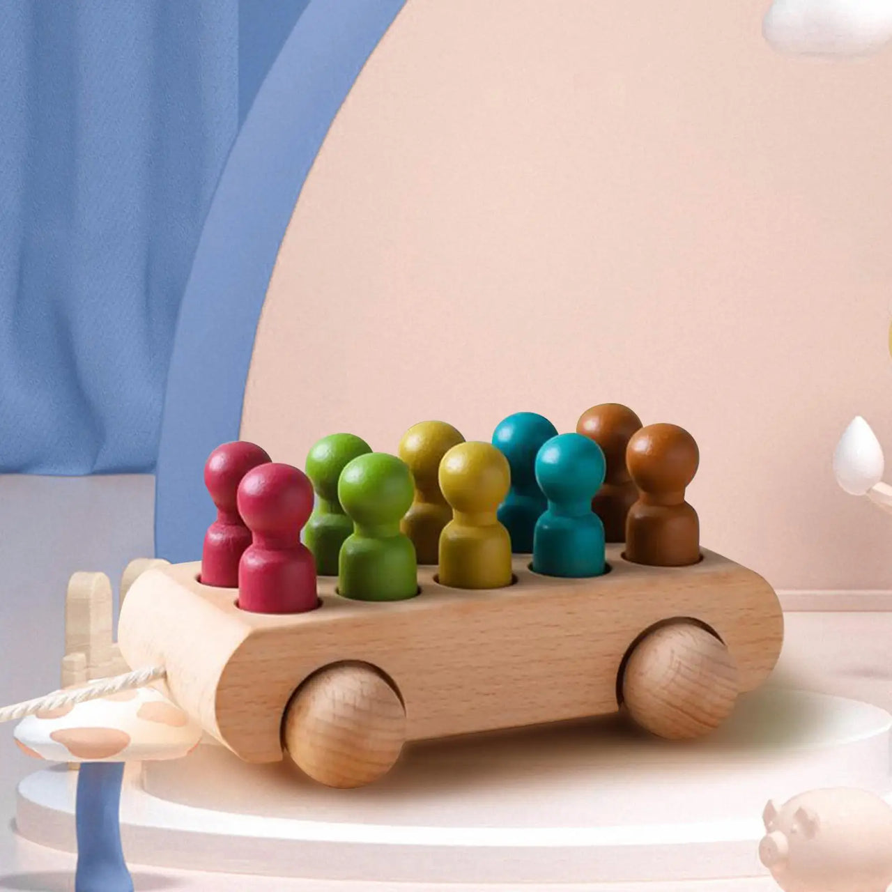 Pop & Roll – Motor & Fantasy - Wooden Dolls Car Set