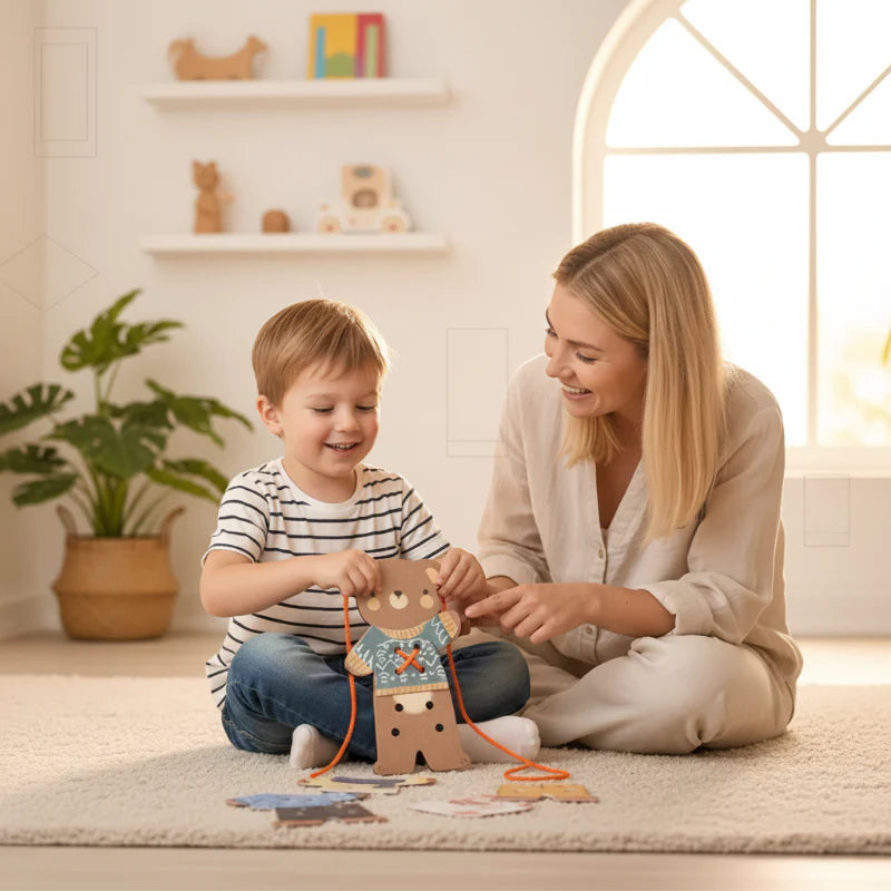ThreadBear – Cute & Educational – Montessori Threading Toy Bear