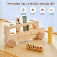 Thumbnail for PressBus – Montessori & Educational – Wooden Press Play Bus