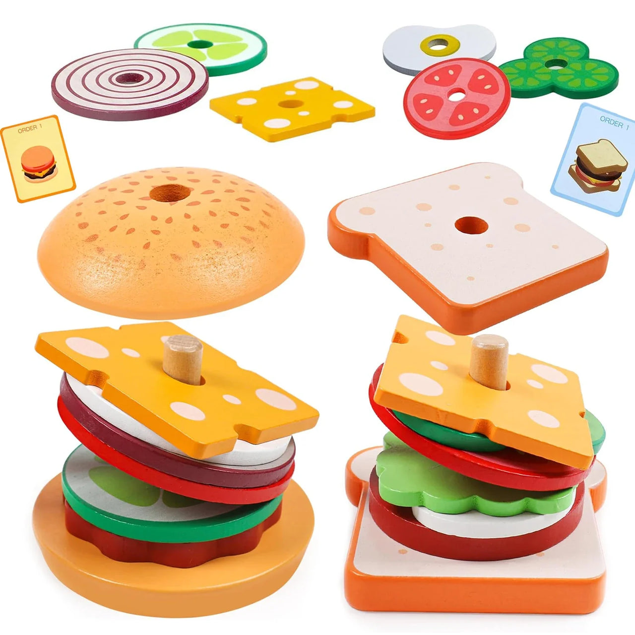 Woods™ - Tasty Stacking - Sandwich Construction Toys