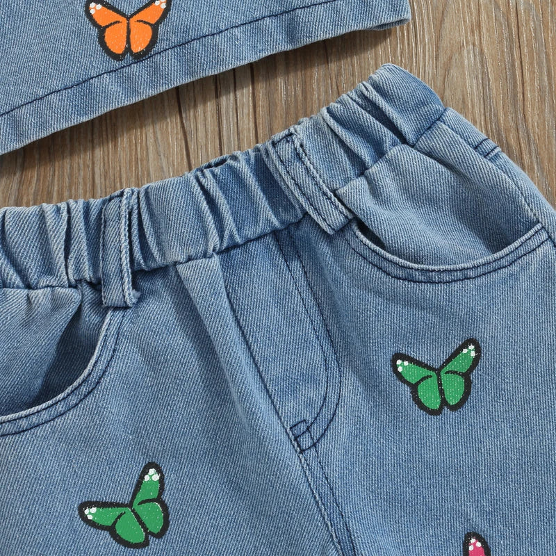 Mini Fashion™ - Beautiful Embroidery - Denim Summer Set