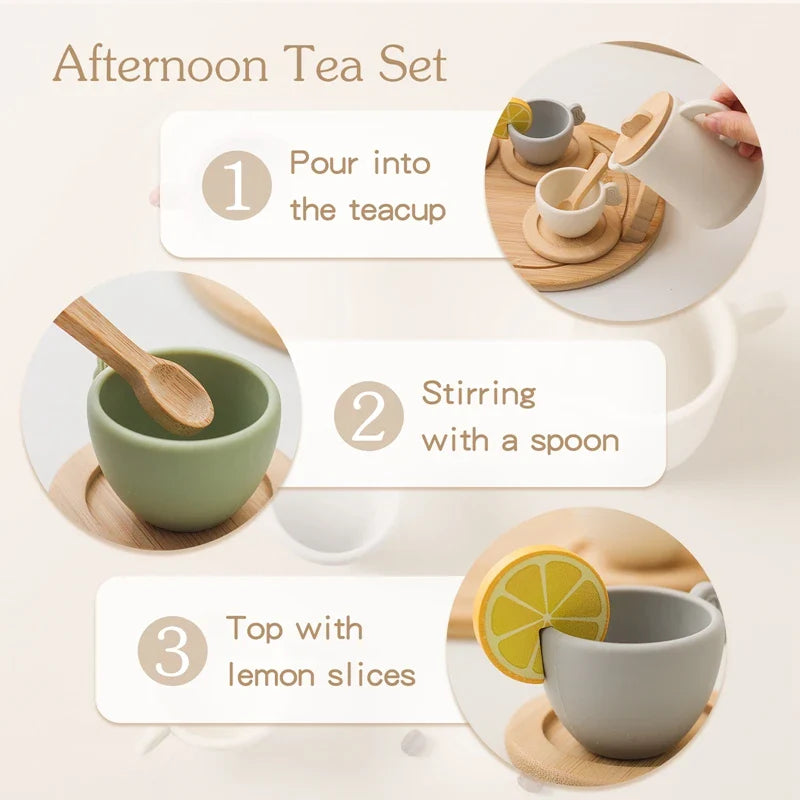 Woods™ - Wood & Silicone - Toy Tea Set