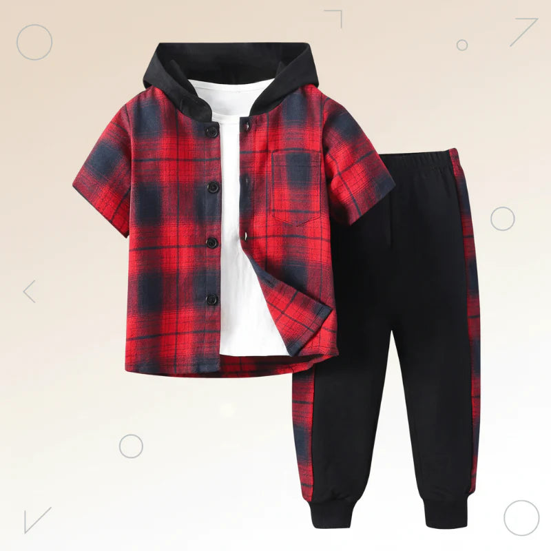 Boys' Checkered Outfit – Trendy and Comfortable – Checkered Kids' Clothing Set