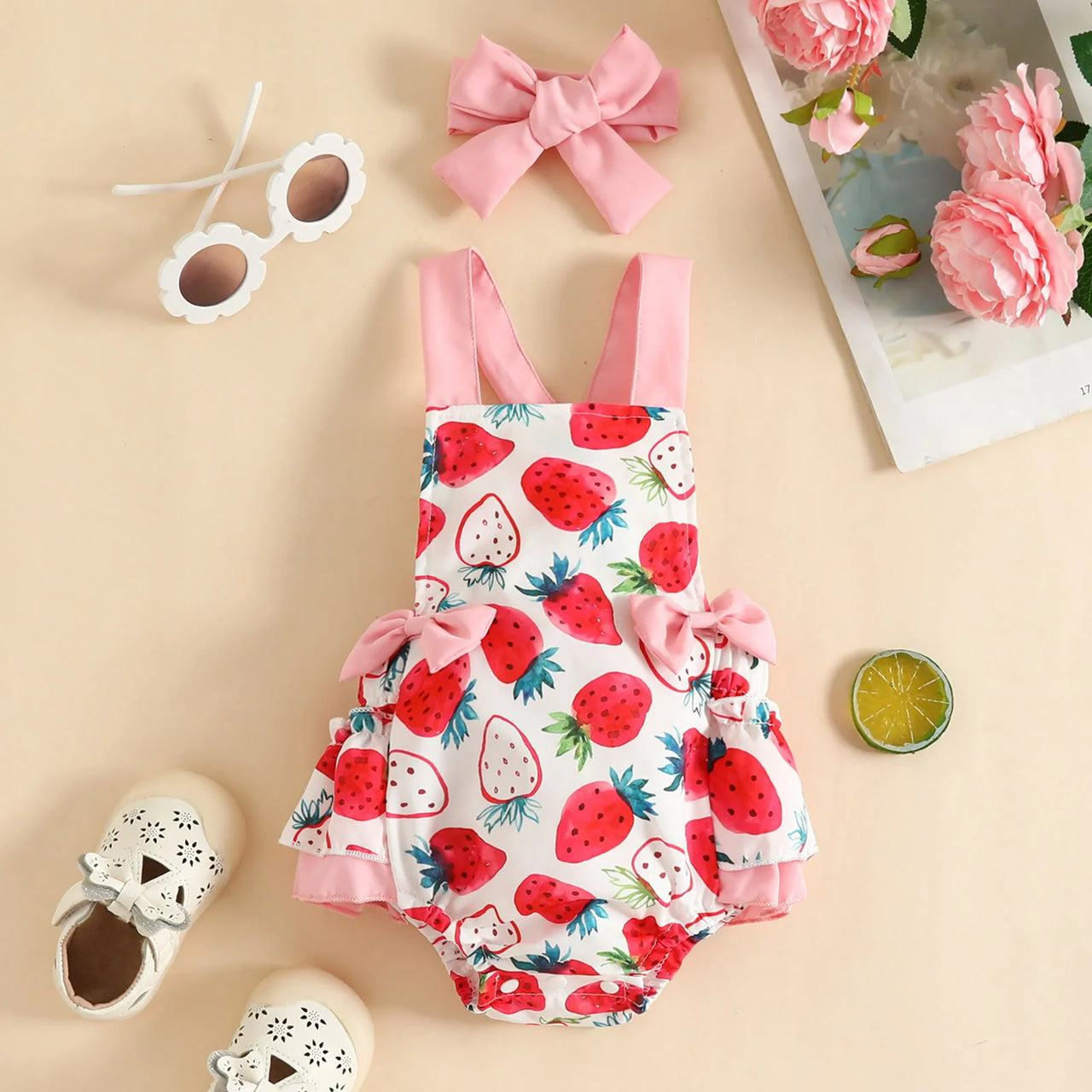 Mini Fashion™ - Cow or Strawberry - Girls Romper