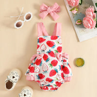 Thumbnail for Mini Fashion™ - Cow or Strawberry - Girls Romper