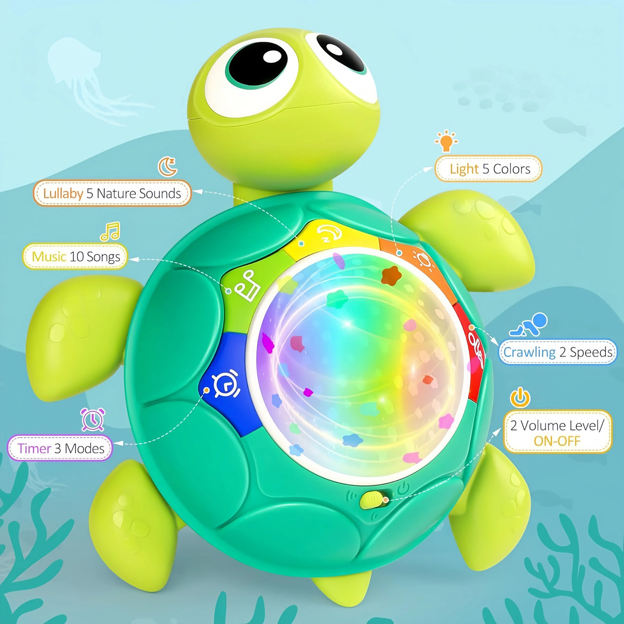 Turtle Projector™ - Encourage crawling - Star Projector