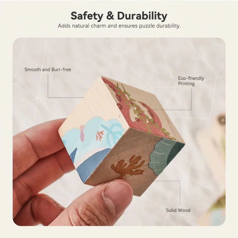 WoodMind – Creative & Educational – 6-in-1 Montessori Animal Wooden Puzzle