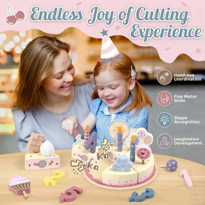 Wooden Cake Cutting Toy – Creative & Role-Playing – Wooden Birthday Cake