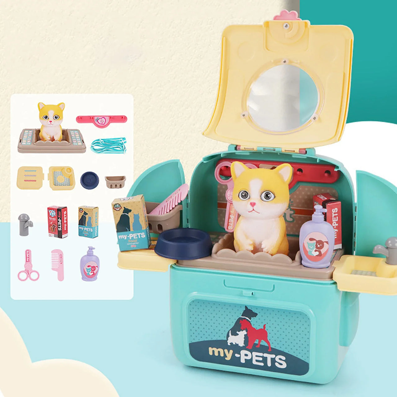 Pet Grooming Playset™ - Backpack full of Fun - Animal Care Set for Kids