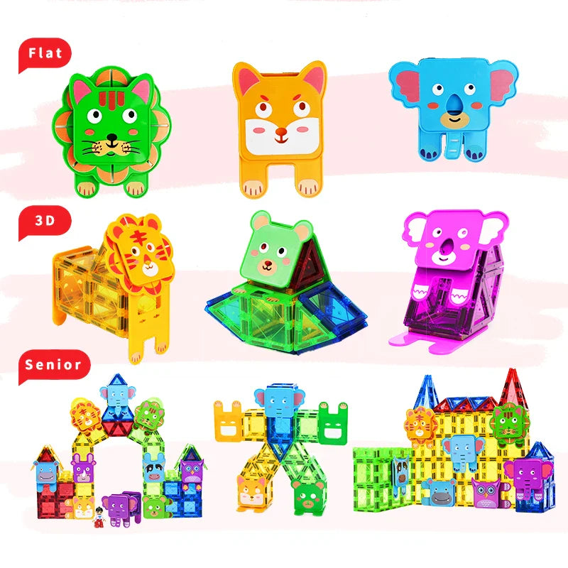 Animal Magnetic Building Blocks™ - Magnetic Building Magic - Magnetic Animals Tiles