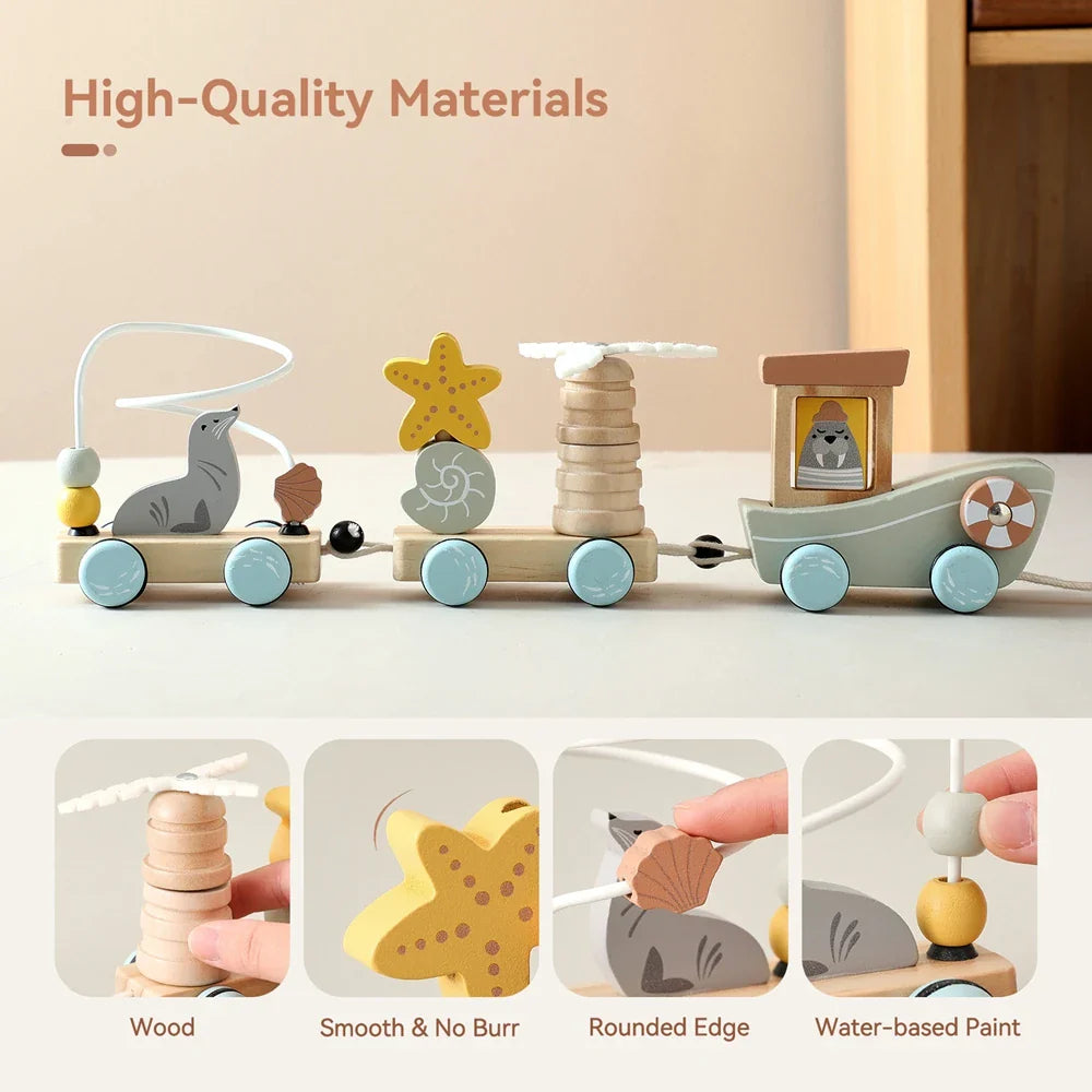 HappyTrain – Montessori & Fun – Wooden Train Set