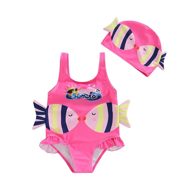 Mini Fashion™ - Fun Fish Print - Girls Swimsuit