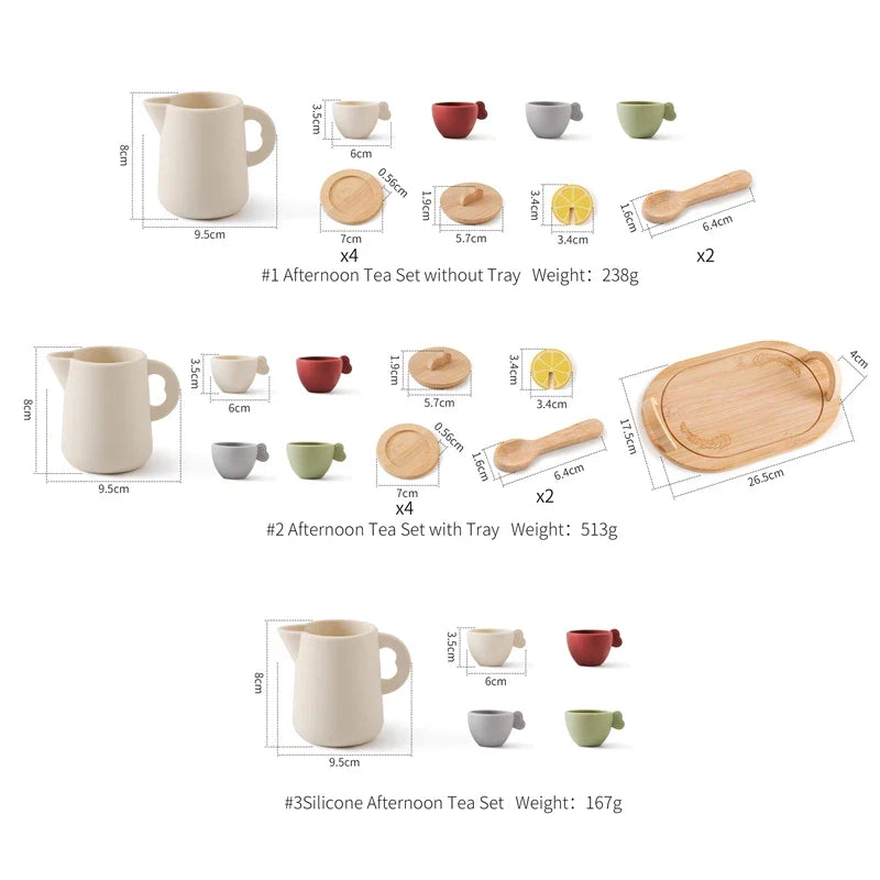 Woods™ - Wood & Silicone - Toy Tea Set