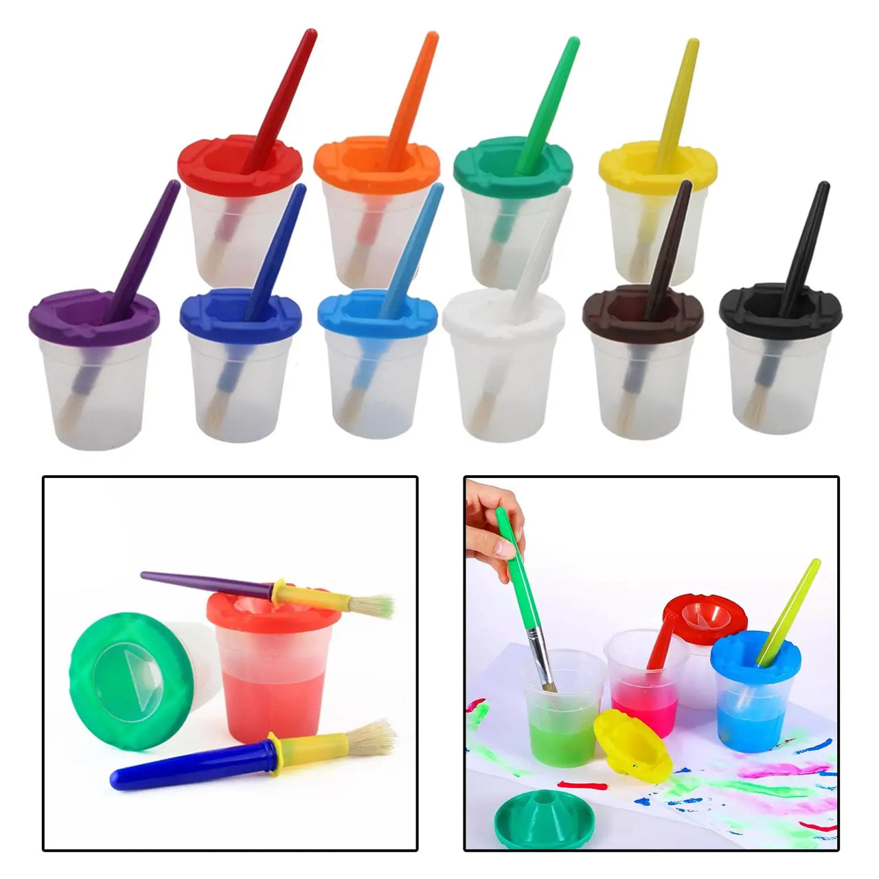 Anti-Spill Paint Cups™ - Fuss-free paint adventure - Kids paint cups with lid & brush