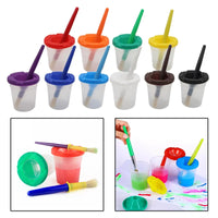 Thumbnail for Anti-Spill Paint Cups™ - Fuss-free paint adventure - Kids paint cups with lid & brush