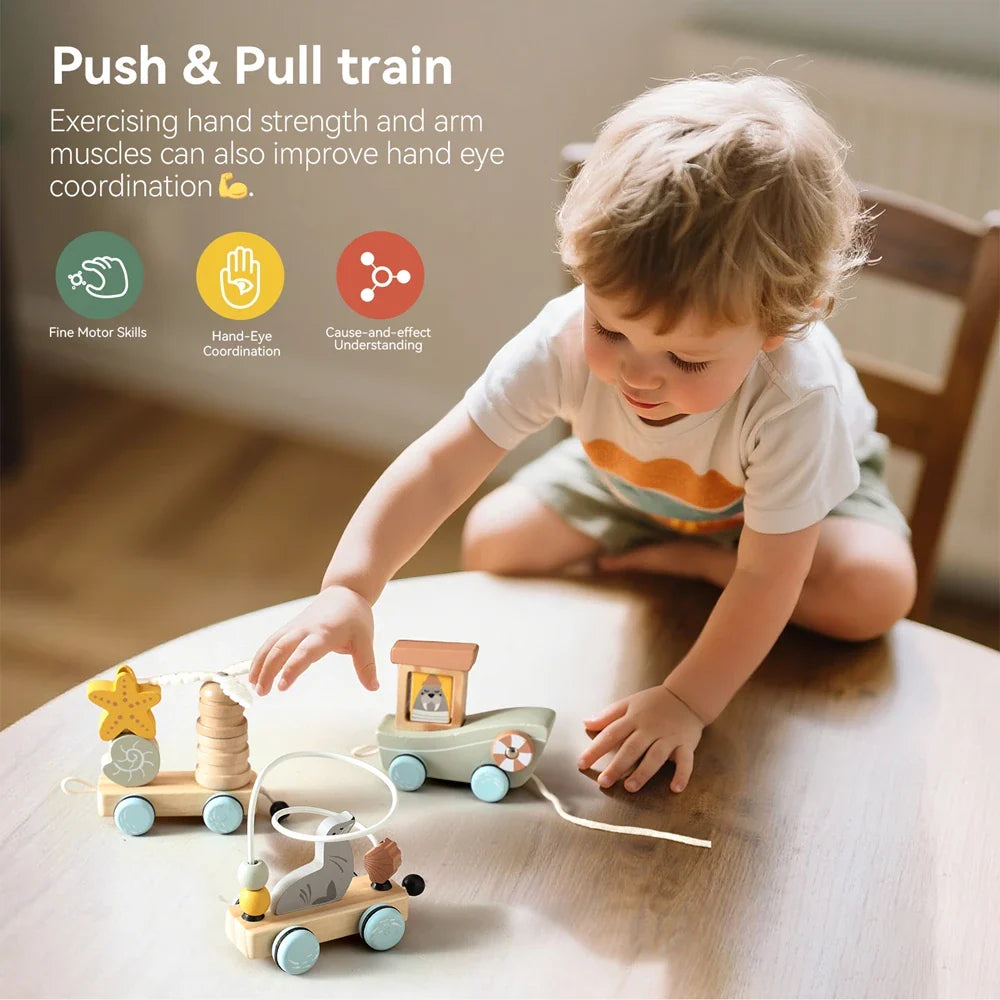 HappyTrain – Montessori & Fun – Wooden Train Set