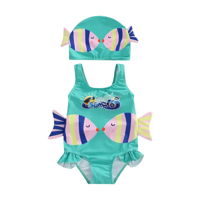 Mini Fashion™ - Fun Fish Print - Girls Swimsuit