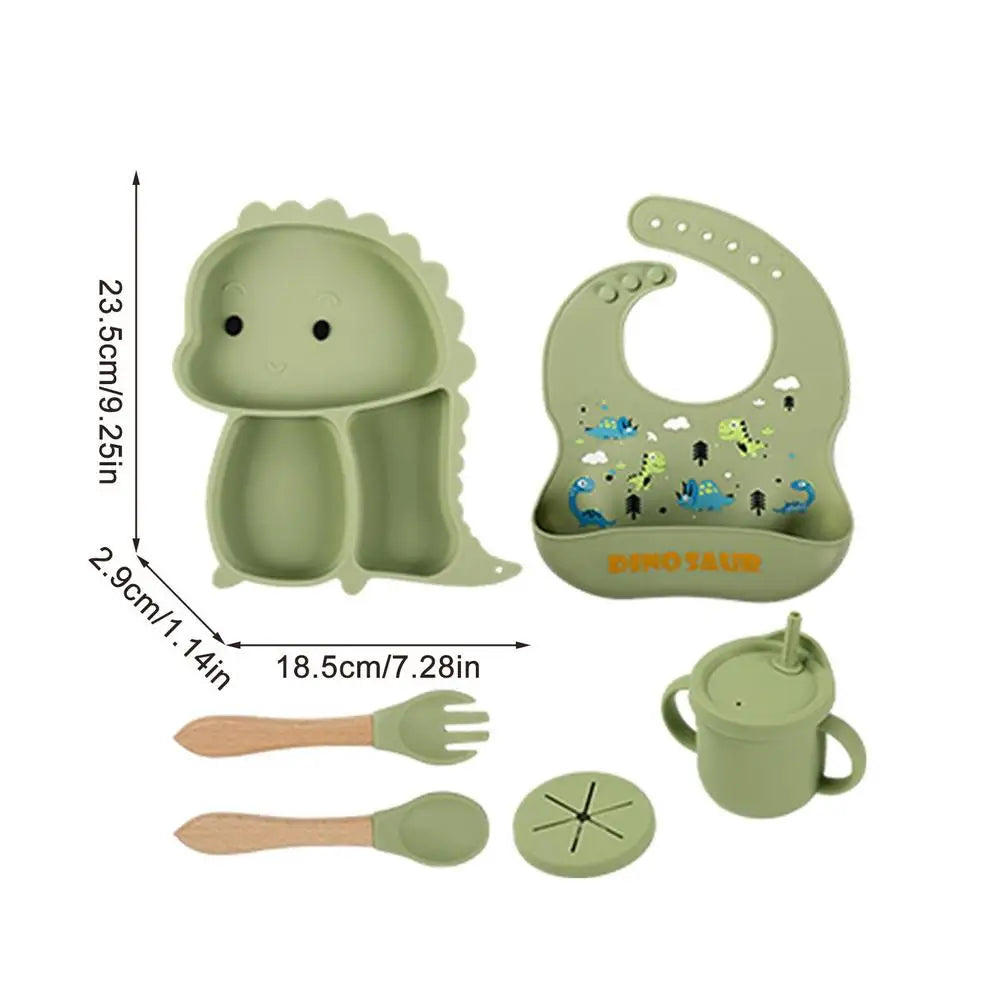 Dino Tablewear Set™ - 7-piece set - Silicone Children's Tableware