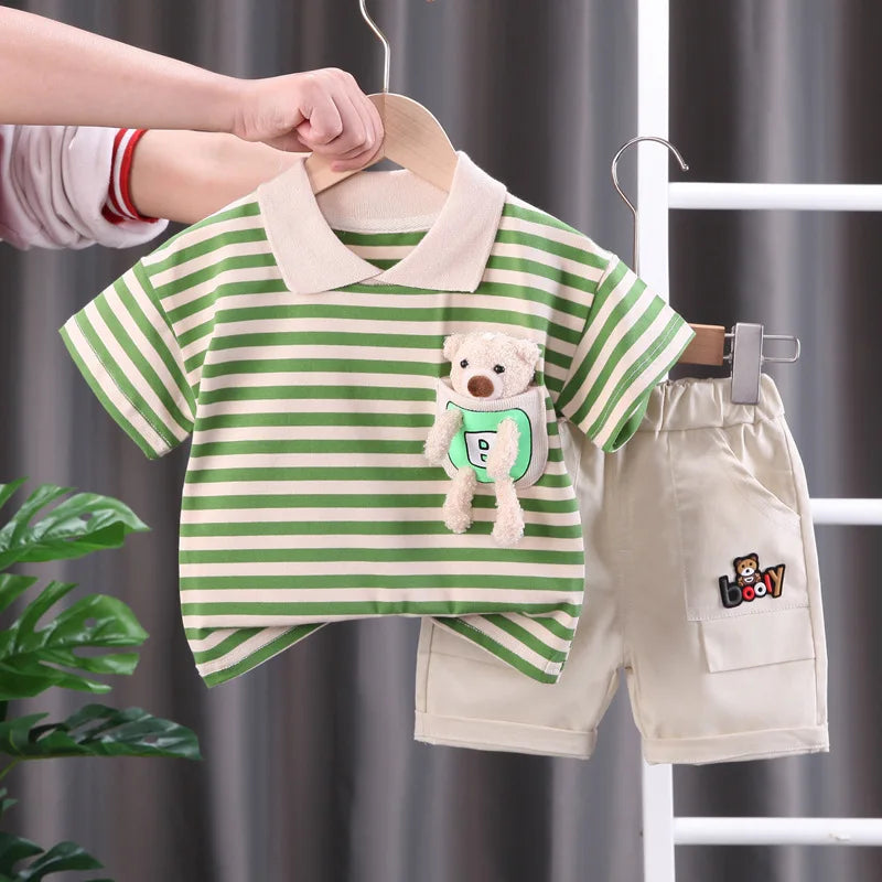 Mini Fashion™ - Stripes Suit - Cotton Dress Set