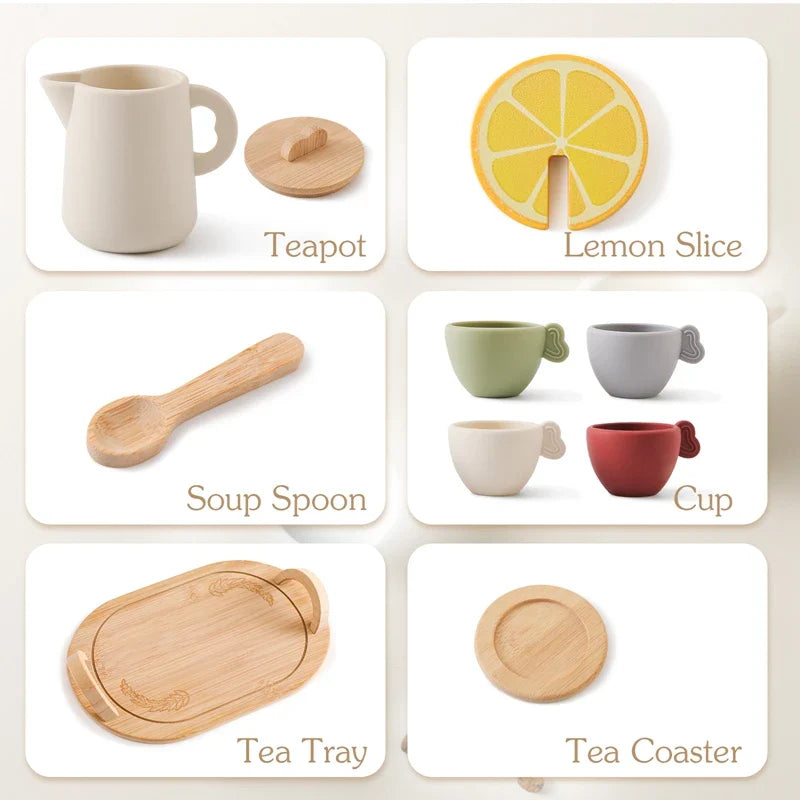 Woods™ - Wood & Silicone - Toy Tea Set