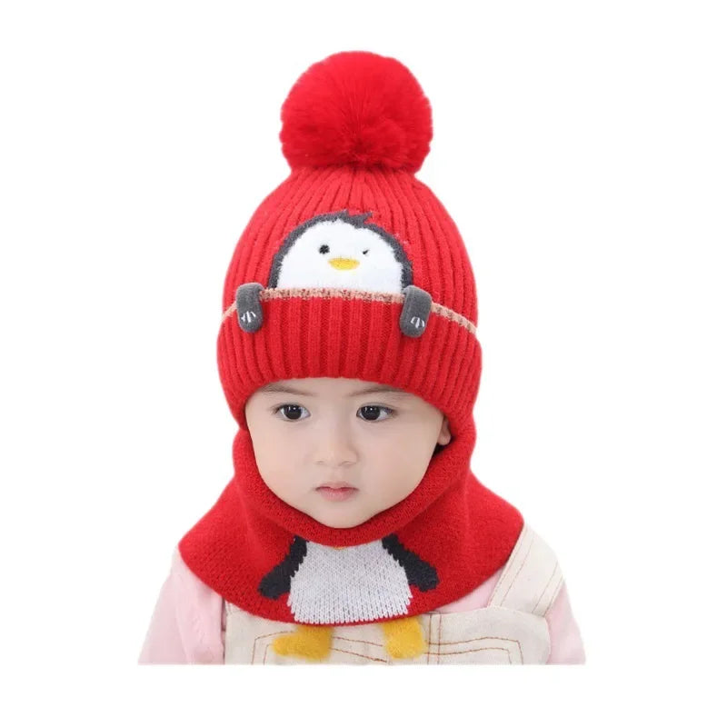 Mini Fashion™ - Cute Penguin Design - Kids Hat & Scarf