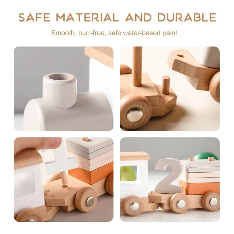 TrainCount –  Classic & Educational – Wooden Montessori Train