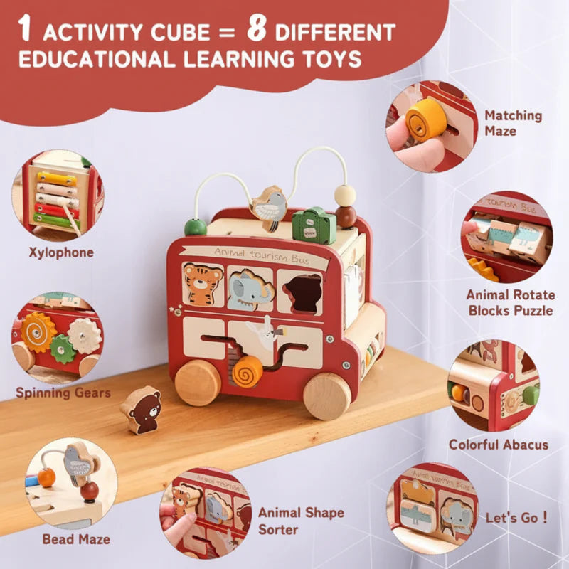 BusyRide – Educational & Versatile – Wooden Montessori Activity Bus