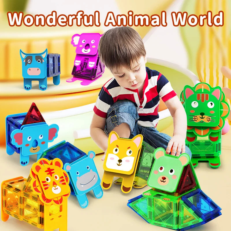 Animal Magnetic Building Blocks™ - Magnetic Building Magic - Magnetic Animals Tiles